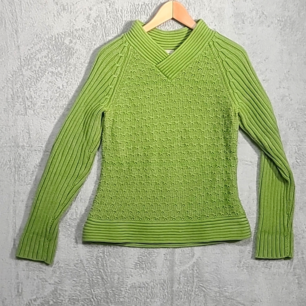 Fieldgear fitted green chunky sweater